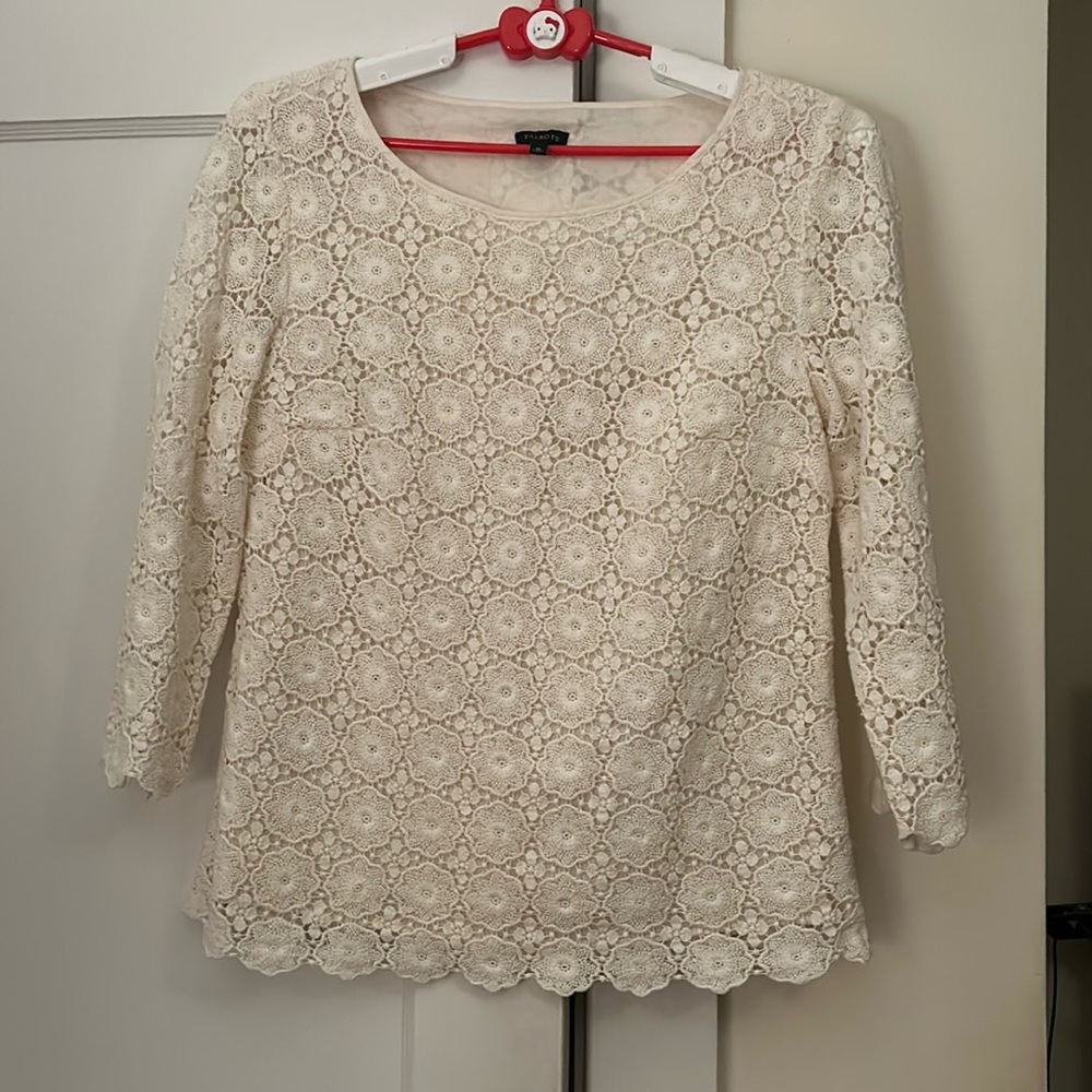 NWOT Talbots floral lace top. Size 10.
